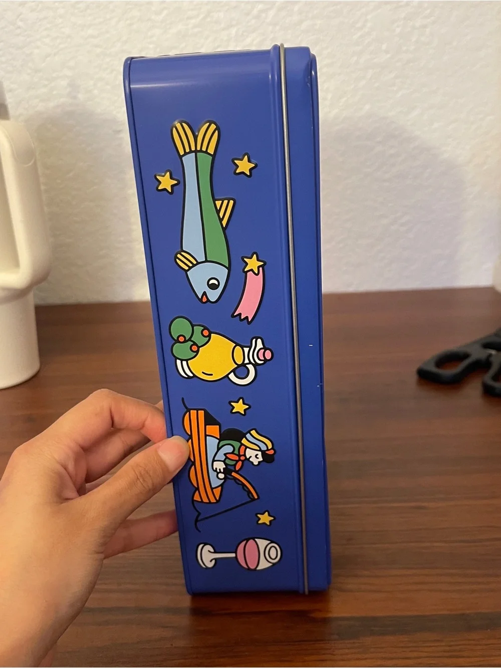 Blue Decorative Pet Fish Tin - Colorful Kitchen Design